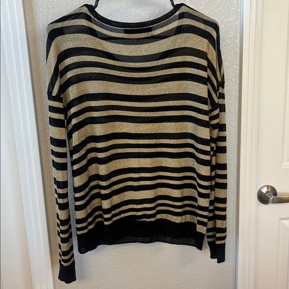 Rag & Bone Black and Gold Metallic Striped Sweater M - Picture 3 of 8